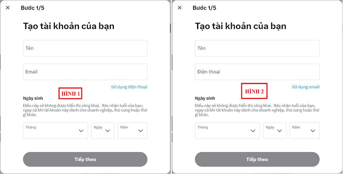 Đăng ký mở tài khoản kiếm tiền trên X (Twitter) bằng Email hoặc số điện thoại - Bước 1